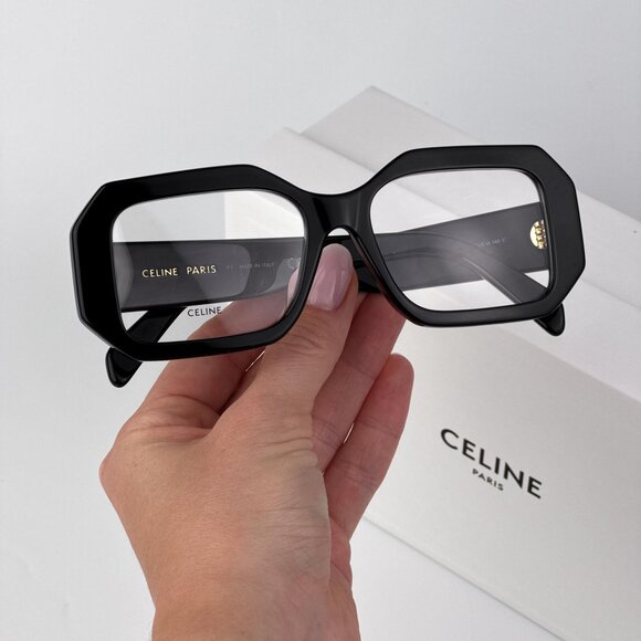 Celine CL50155F Eyeglasses – Shiny Black Rectangle Frame | Model 001 - Picture 2 of 9